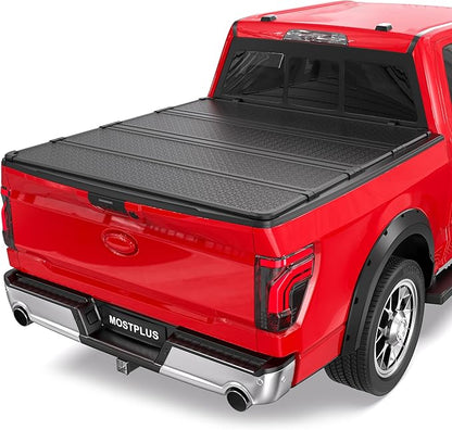 MOSTPLUS 5.5FT Quad Fold Hard Truck Bed Tonneau Cover Compatible with Ford F150 2015-2025 2026 Ford F-150 Bed On Top 4 Fold Aluminum Bed (67Inch)