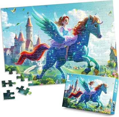 100 Piece Puzzles for Kids Ages 4-6 6-8 8-10 Princess Puzzle for Girls Large Piece Jigsaw Puzzles Kids Educational Gifts Children Learning Toys Cartoon