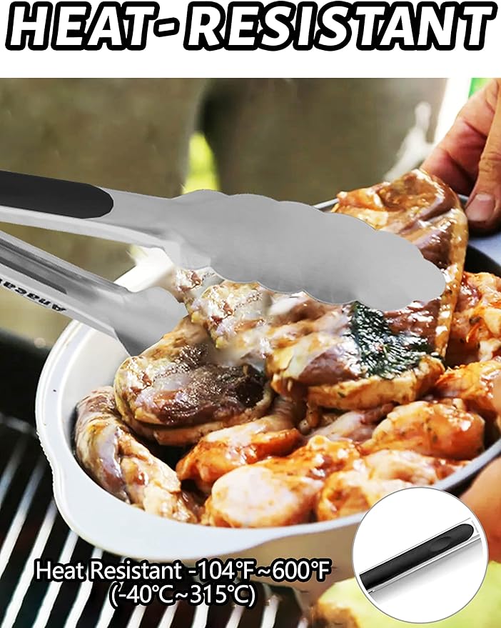 Anaeat 3 Pack 7" Mini Stainless Steel Cooking Tongs