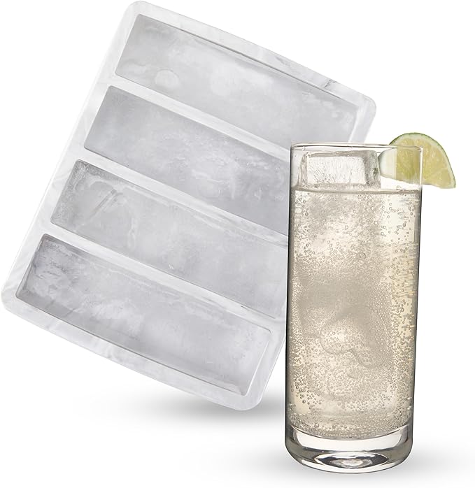 Host Ice Cube Tray, Makes Four 5-Inch Long Cubes, Durable Silicone Trays