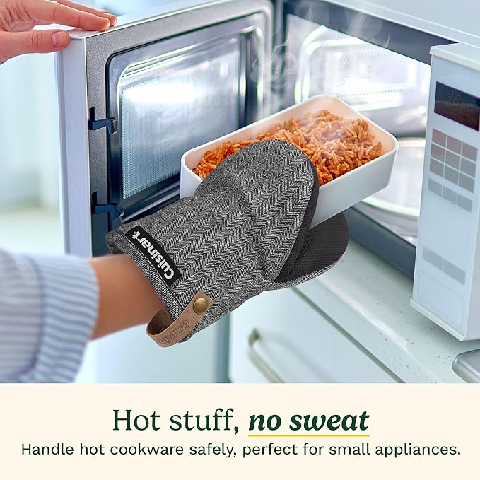 Cuisinart Heritage Mini Oven Mitts – 5.5” x 7” Heat-Resistant Kitchen Mitts
