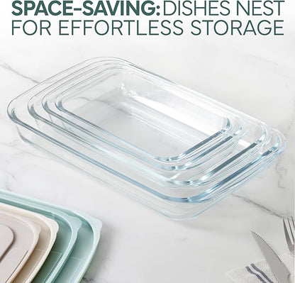 COOK WITH COLOR 8-Piece Deep Glass Baking Dish Set with Plastic Lids –