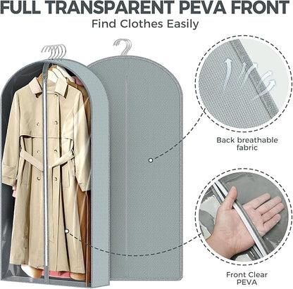 6 Pcs 60" Garment Bags for Hanging Clothes, Garment Bags Shoulder Covers