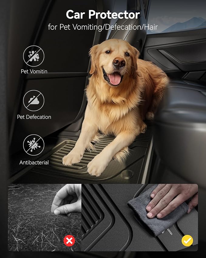 3W Cargo Liner Fit for Honda Pilot 2023 2024 2025 2026 TPE Custom Fit All Weather Honda Pilot Accessories 2023-2026 Odorless Anti-Slip Mats Trunk Mats Black