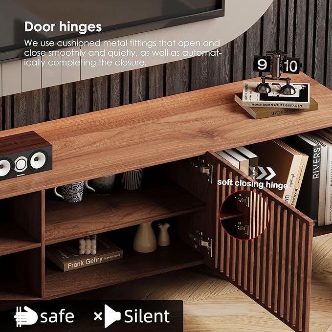 gaoyangjiaju 94.48" Mid-Century Modern TV Stand, Walnut Media Console