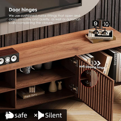 gaoyangjiaju 94.48" Mid-Century Modern TV Stand, Walnut Media Console