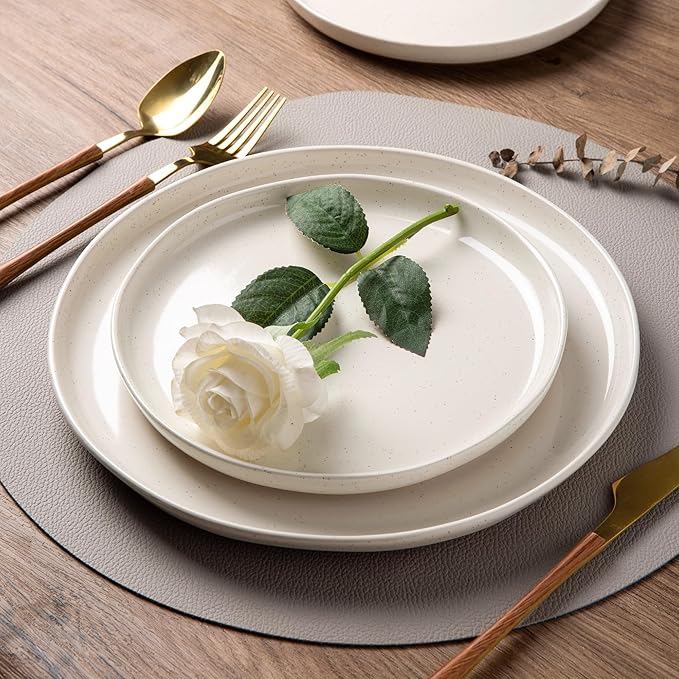 AmorArc Ceramic Dinnerware Sets for 4, 12 Pieces Handpainted Plates and Bowls Set with Rustic Terracotta Underside, Scratch Resistant Stoneware Dishes Set, Dishwasher & Microwave Safe, Multi-Color