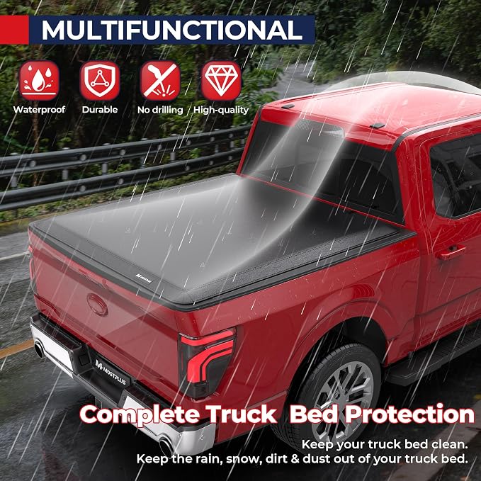MOSTPLUS 5.5FT Quad Fold Soft Truck Bed Tonneau Cover On Top Compatible for Ford F150 2015-2025 2026 F-150 Bed Fourth Fold Styleside Bed Cover 67Inch