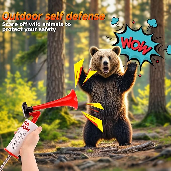 Bear Horn Self Defense, Super Loud HandHeld air Horn for Boats Events Camping Reusable, Sports Pump Loud Noise Maker for Boating Sports Events Birthday Party BANHAO