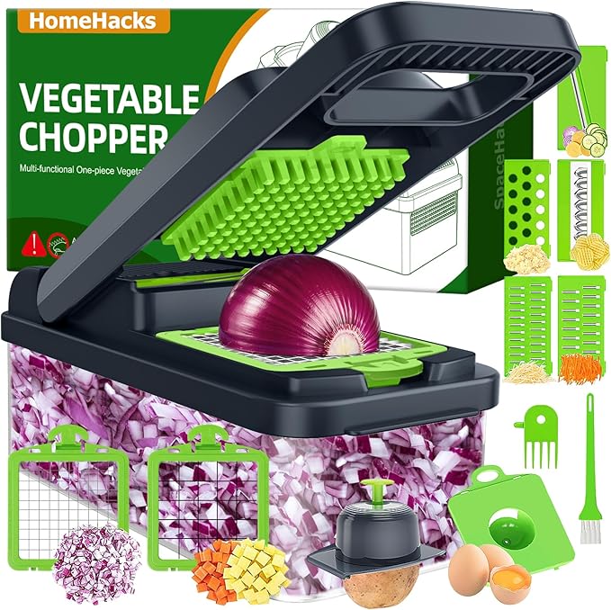 HomeHacks Vegetable Chopper Vegetable Cutter, 12 in 1 Kitchen Gadget, Onion