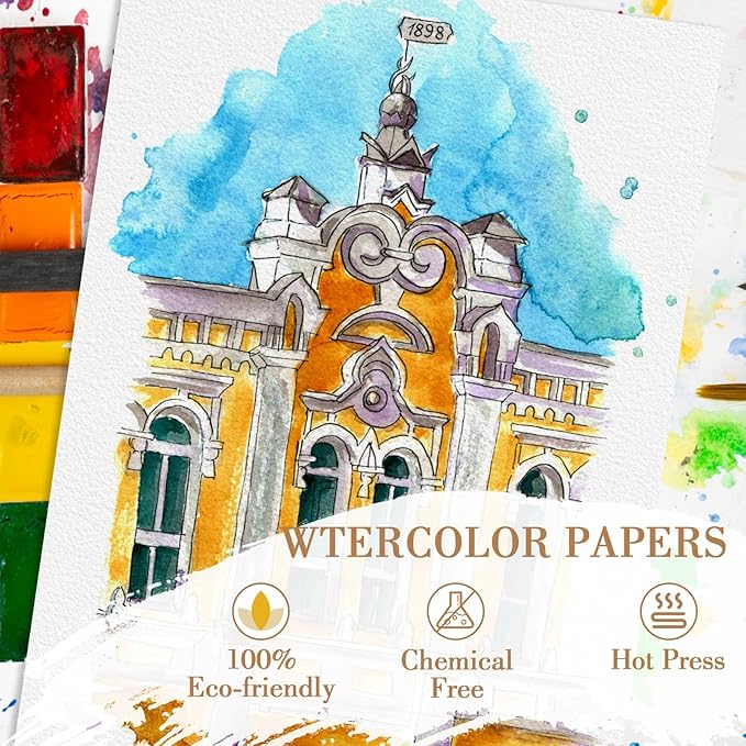 150PCS 9x12 Watercolor Paper Bulk, 140lb/300g Cold Press Thick Water Color Paper Pad for Kid Child Adult, White Art Paper for Drawing Painting Markers Gouache, Textured Cotton Paper Sheets