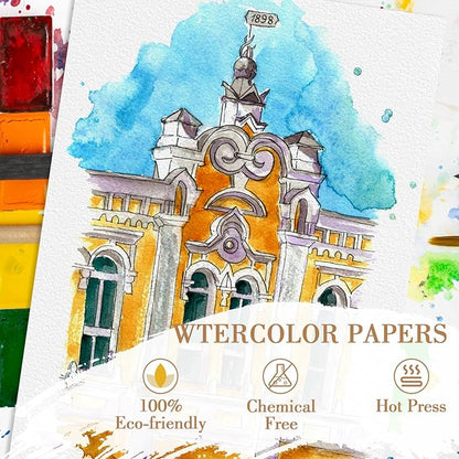 150PCS 9x12 Watercolor Paper Bulk, 140lb/300g Cold Press Thick Water Color Paper Pad for Kid Child Adult, White Art Paper for Drawing Painting Markers Gouache, Textured Cotton Paper Sheets