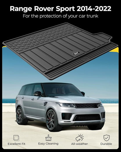 3W Cargo Liner Fit for Range Rover Sport 2014-2022,TPE All Weather Custom Fit Trunk Mat for Range Rover Sport Full Set Car Mats, Black