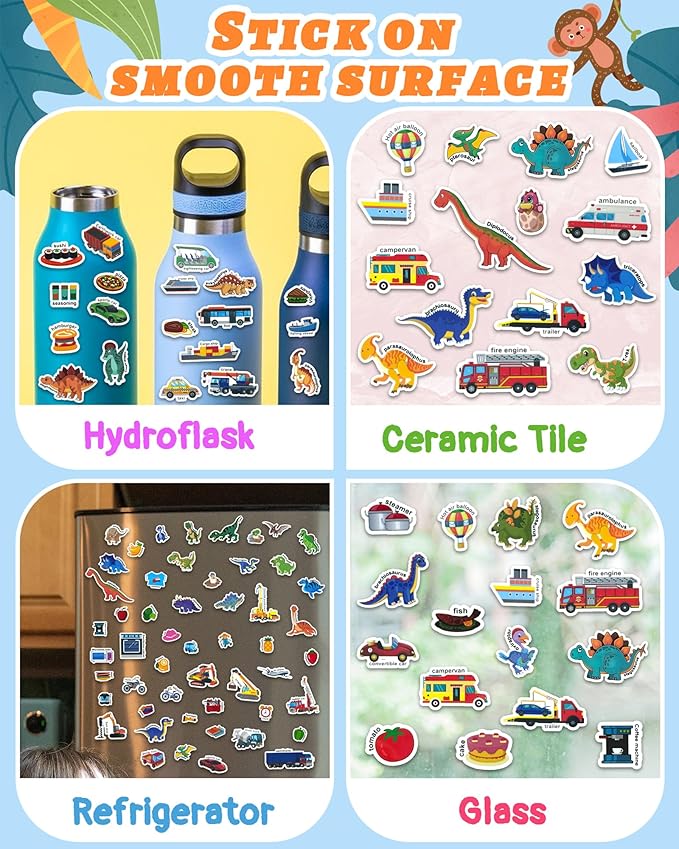 Benresive Reusable Sticker Book for Toddlers 2-4 Years, 3 Sets Travel Stickers for Kids, Waterproof Sticker Books for Toddlers 1-3, Crafts Activities for Todddlers 1-3 2-4 3-5