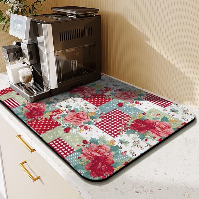 Kitchen Countertop Dish Drying Mat, Super Absorbent Coffee Bar Mat