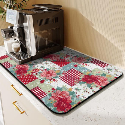 Kitchen Countertop Dish Drying Mat, Super Absorbent Coffee Bar Mat