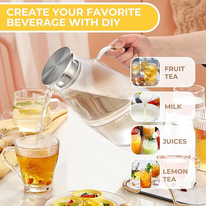 SUSTEAS 3 Liter 101 oz Glass Pitcher