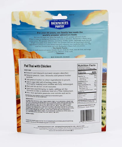 Backpacker's Pantry Pad Thai with Chicken | Freeze Dried Backpacking & Camping Food, 1 Count