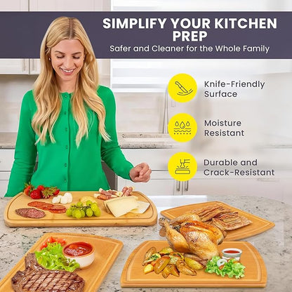 Glue-Free Surface™ 2XL Extra Large Bamboo Cutting Board Set of 4 – Small