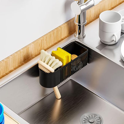 SuoXing Inside Sink Sponge Holder, Plastic Dish Sink Organizer
