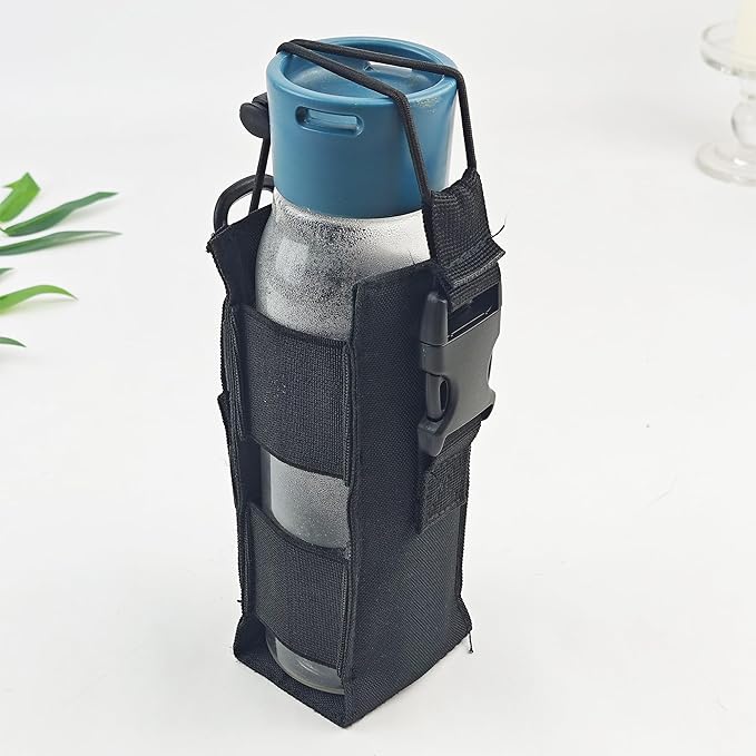 Bear Spray Holster for 7.9, 9.2 & 10.2 oz Canisters ??Heavy-Duty Black Nylon Pouch with Quick Release Buckle & Elastic Cord, Secure Fit for Hiking, Camping, Hunting, Outdoor Carry (Spray Not Included)