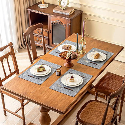 KXN Placemats Set of 4, Dual-Layer Thickened Faux Linen Table Mats, Heat Resistant & Wrinkle-Free, Machine Washable Cloth Place Mats for Kitchen Dining Indoor Outdoor (Light Grey)