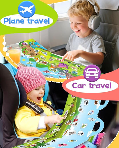 Benresive Reusable Sticker Books for Kids 2-4, Sticker Books for Toddlers 1-3 2-4, Toddler Travel Toys Activities Crafts Gifts - Animals, Dinosaurs and Insect