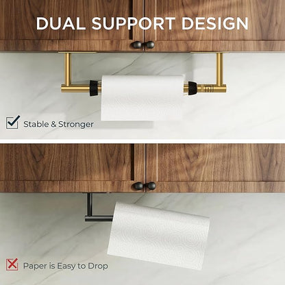 FORIOUS Paper Towel Holder Under Cabinet, Single Hand Operable