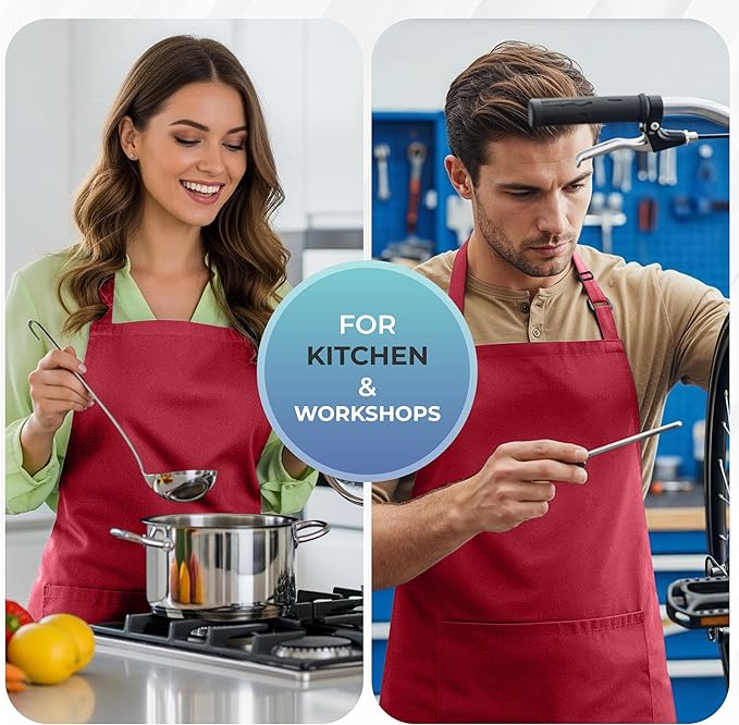 Utopia Kitchen 4 Pack Bib Apron Adjustable