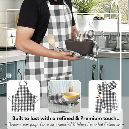 Native Fab Buffalo Plaid Check Oven Mitts and Pot Holders Set of 4, 100% Cotton