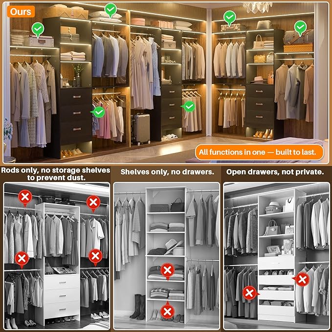 Armocity 96 Inches Closet System, 8FT Walk In Closet Organizer