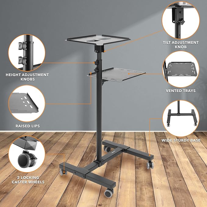 Mount-It! Mobile Projector and Laptop Stand, Rolling Cart