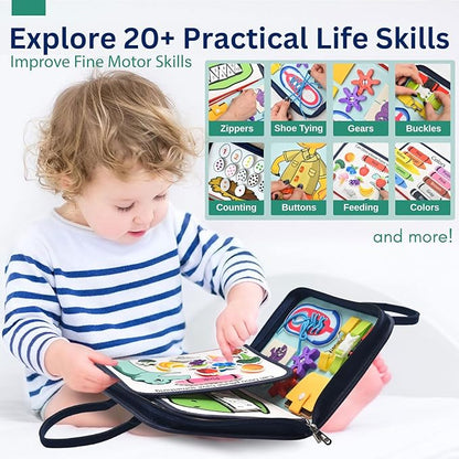 Montessori Busy Board, Quiet Busy Book for Toddlers 3, Toddler Activity Books Ages 3+, Toddler Preschool Learning Activities, Travel Toys for Toddlers 3-5