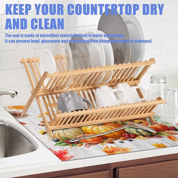 Sunflower Pumpkin Dish Drying Mat