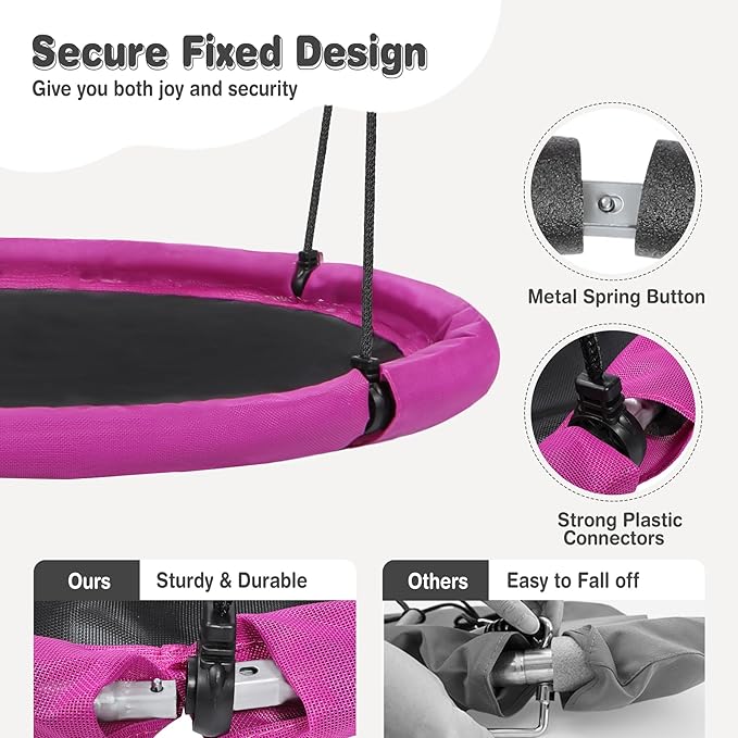 RedSwing 43" Flying Saucer Swing for Kids Outdoor, Large Round Tire Swings for Trees and Swingset, Strong Heavy Duty for Outside Playground,500LBS Weight Capacity, Purple