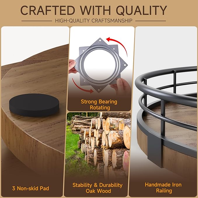 Farmhouse Oak 10" Lazy Susan Turntable Organizer