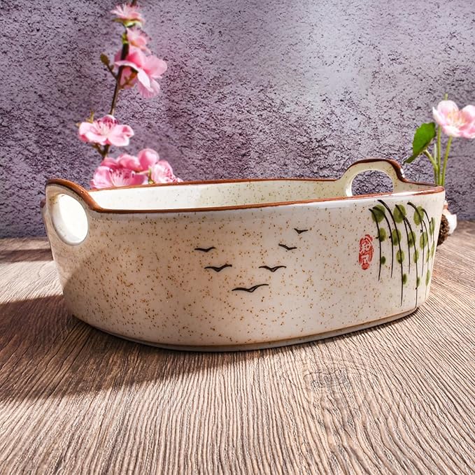Japanese Style Ceramic Casserole Dish, 6.7-Inch Square Baking Dish