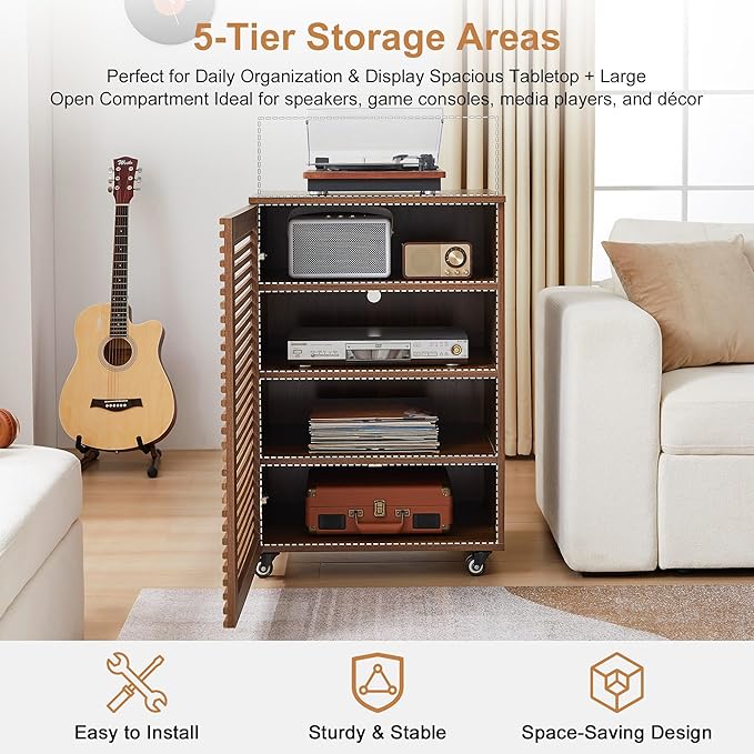 LEVNARY 5-Tier AV Media Cabinet