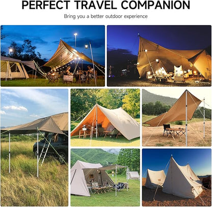 SANLIKE Telescoping Tarp Pole Heavy Duty Tent Poles, 33"-86.6"/94" Thickened Tube Collapsible Stainless Steel Canopy Poles for Camping Backpacking Hiking Awning Sun Sails Outdoor Sports, Set of 2