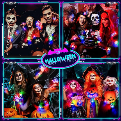 118 PCS Halloween Party Favors Bulk, 80 Rings, 14 Brooches, 12 Necklaces, 12 Bracelets,Halloween Toys for Kids, Glow in the Dark Toys, Bulk Halloween Goodie Bag Fillers, Halloween Party Supplies