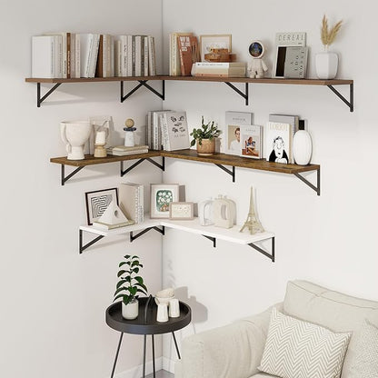 Axeman Deep Floating Shelves | 24 Inch White Wall Shelves Set of 2 | 10 Inch