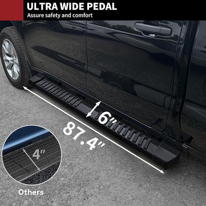 YITAMOTOR 6 Inches Running Boards Compatible with 2019-2026 Chevy Silverado/GMC Sierra 1500 Crew Cab, 2020-2026 2500HD 3500HD Crew Cab Side Steps Textured Black Nerf Bars(Excl. 2019 1500 LD)