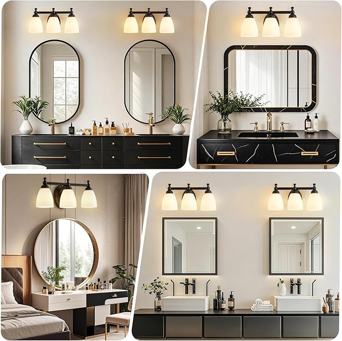 EJIAXIN Vanity Lights for Bathroom, 3-Light Modern Vanity Light Over Mirror
