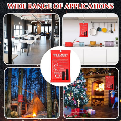 Macarrie 40 Pack 39??x 39??Fire Blanket Emergency for Home and Kitchen Safety Suppression Blanket Fiberglass Fireproof Survival for Fireplace Car Office Camping (Red)