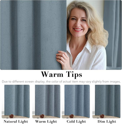 H.VERSAILTEX Linen Blackout Curtains Durable Thick Textured Linen Look 100%