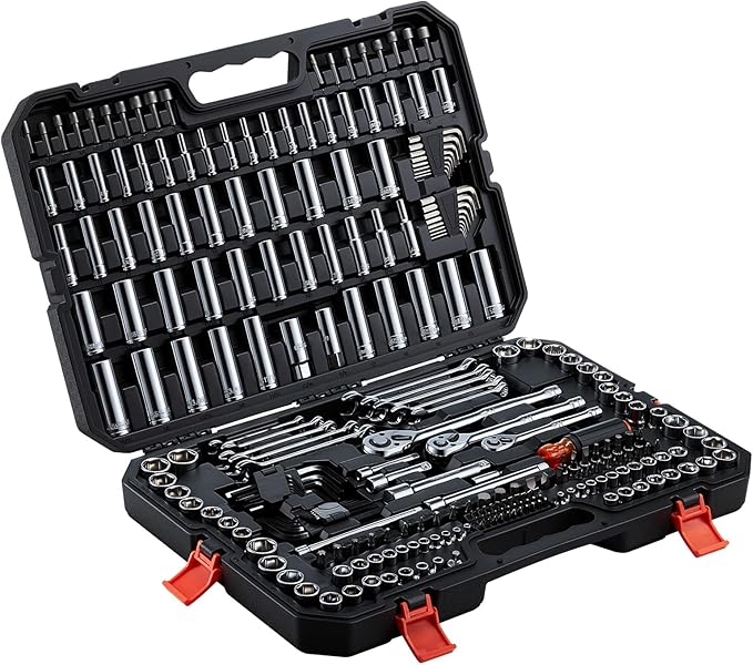 VEVOR Mechanics Tool Set, 253-Piece Mechanic Tool Kit, 1/4 in, 3/8 in, and 1/2