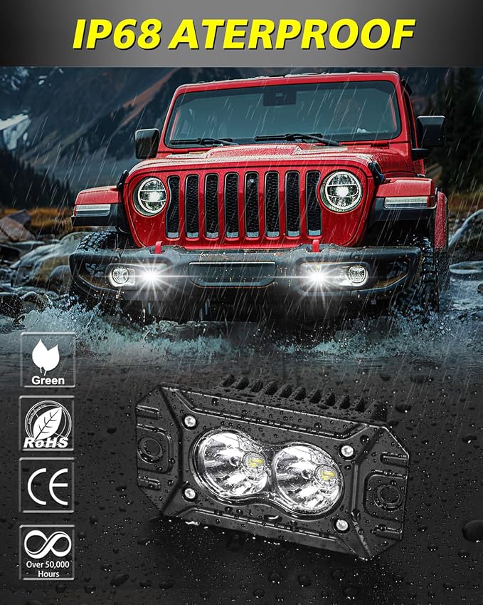 Flush Mount LED Pods, AKD Part 40W CREE LED Flush Mount Fog Lights Backup Reverse Lights Pods Offroad Driving Flood Bumper Light Bars for Trucks Pickup UTV ATV SUV
