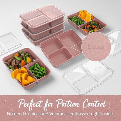 Bentgo Prep - 20-Piece 3-Compartment Reusable Meal Prep Containers with Lids, PFAS & BPA Free Materials, Durable, Microwave, Freezer, & Dishwasher Safe To Go Food Storage (Rosette Glitter)