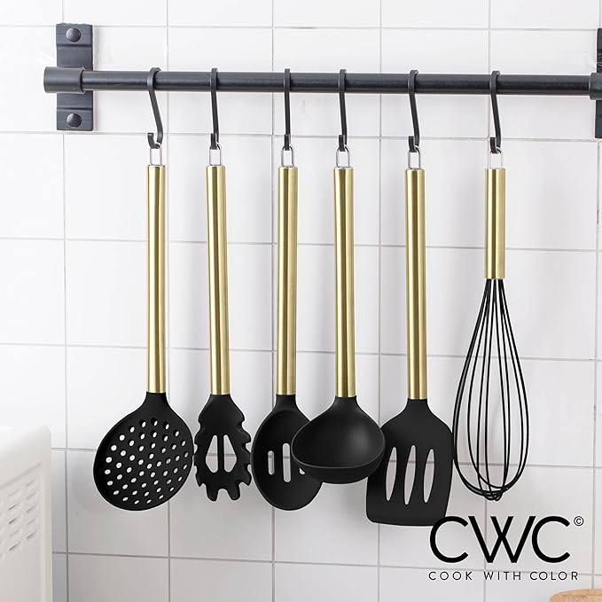 COOK WITH COLOR Silicone Cooking Utensils, Kitchen Utensil Set, Cooking Utensils