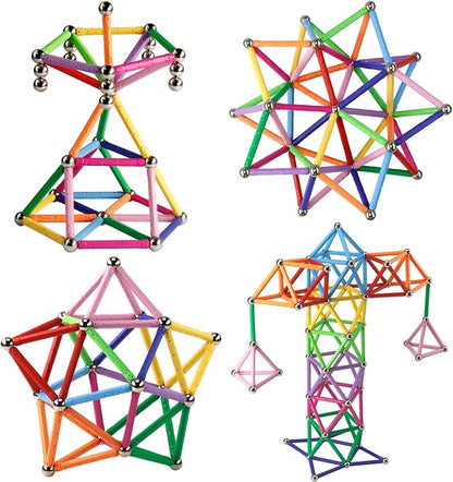 160 Pcs Magnet Building Sticks Kids Toys, Lengthen Magnetic Construction Building Blocks Set 3D Brain Training Learning Educational DIY STEM Toys